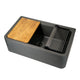 Nantucket Sinks 33-inch Reversible Workstation Granite Composite Apron Sink with Accessory Pack - Titanium PR3320-APS-TI