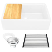 Nantucket Sinks 33-inch Reversible Workstation Granite Composite Apron Sink with Accessory Pack - White PR3320-APS-W