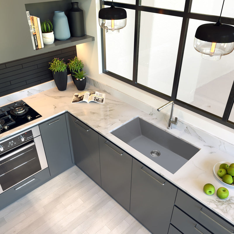 Nantucket Sinks 33-inch Undermount Granite Composite Sink in Titanium PR3320-TI-UM - view 8
