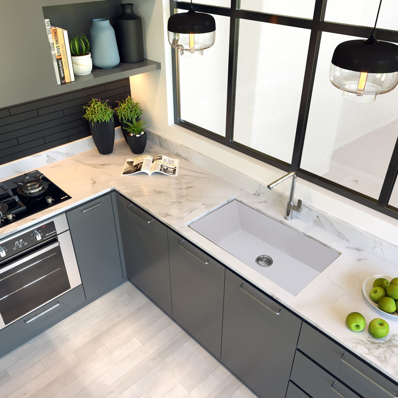 Nantucket Sinks 33-inch Undermount Granite Composite Sink in White PR3320-W-UM - view 8