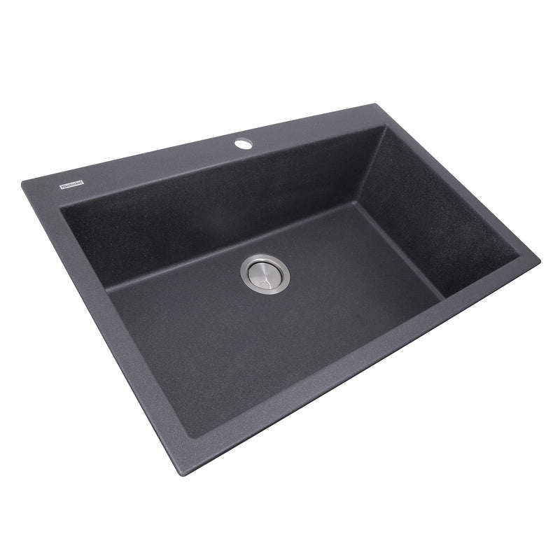 Nantucket Sinks 33-inch Dual-mount Granite Composite Sink in Black PR3322-DM-BL - view 2