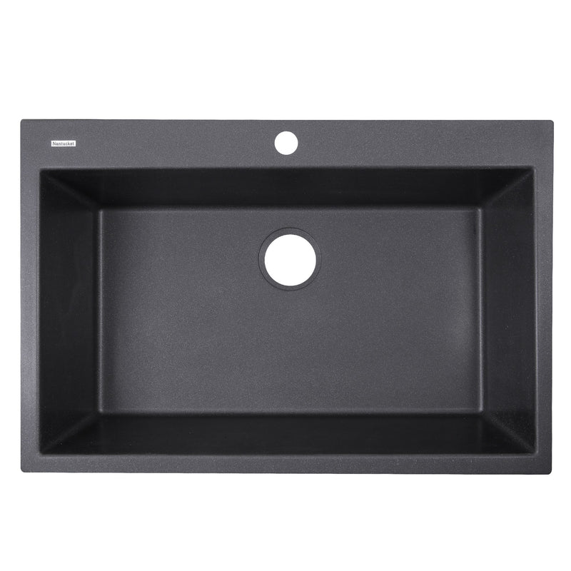 Nantucket Sinks 33-inch Dual-mount Granite Composite Sink in Black PR3322-DM-BL - view 5