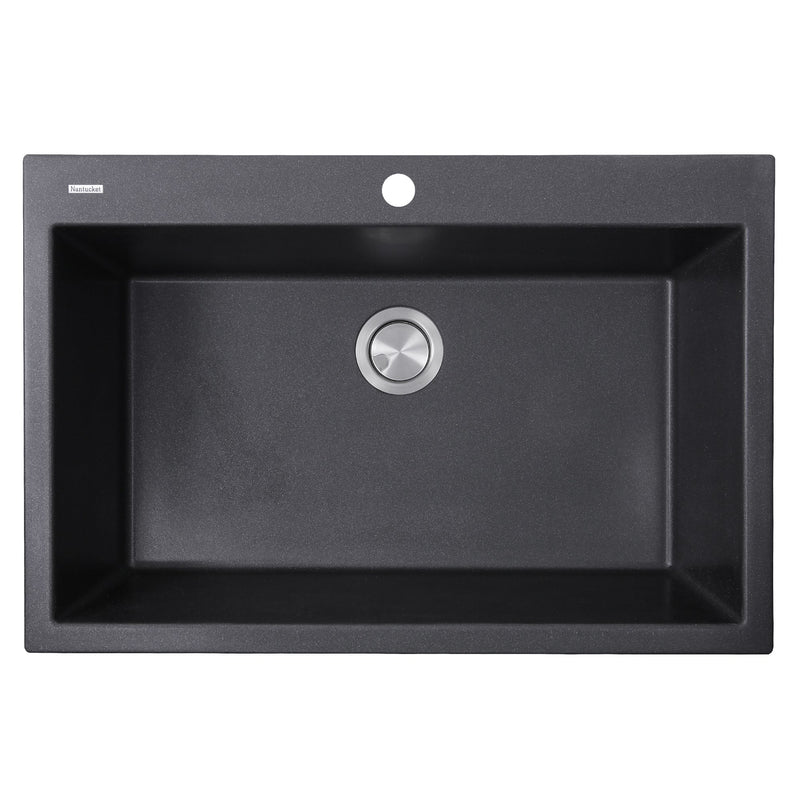 Nantucket Sinks 33-inch Dual-mount Granite Composite Sink in Black PR3322-DM-BL