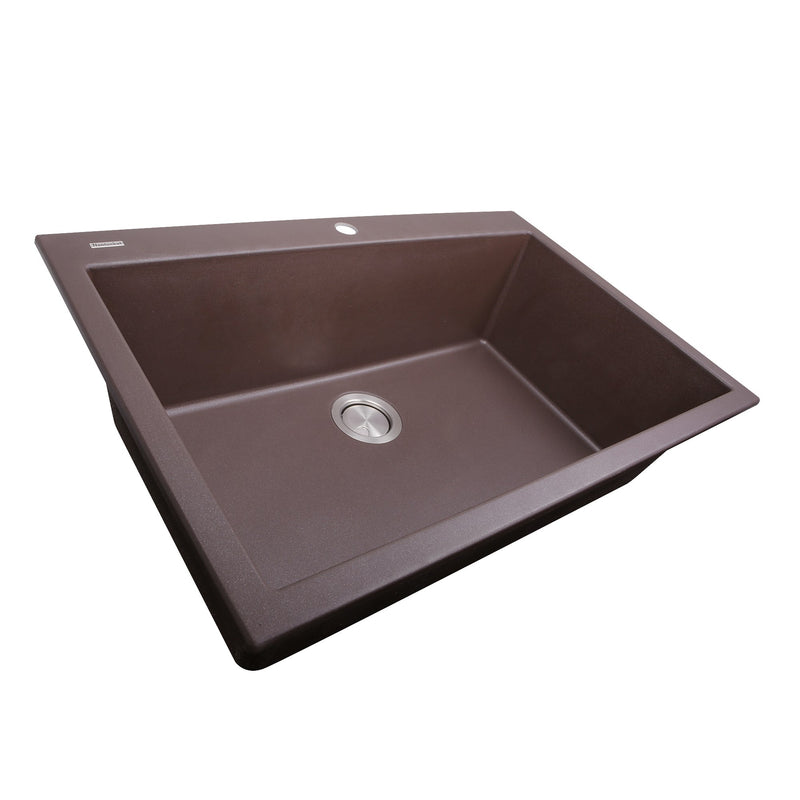 Nantucket Sinks 33-inch Dual-mount Granite Composite Sink in Brown PR3322-DM-BR - view 2