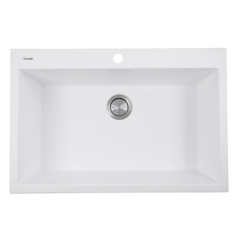 Nantucket Sinks 33-inch Dual-mount Granite Composite Sink in White PR3322-DM-W