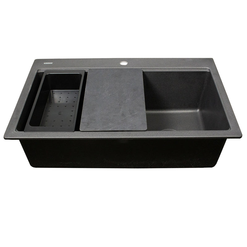 Nantucket Sinks 33" Dualmount Workstation Granite Composite Sink - Black PR3322PS-BL - view 2