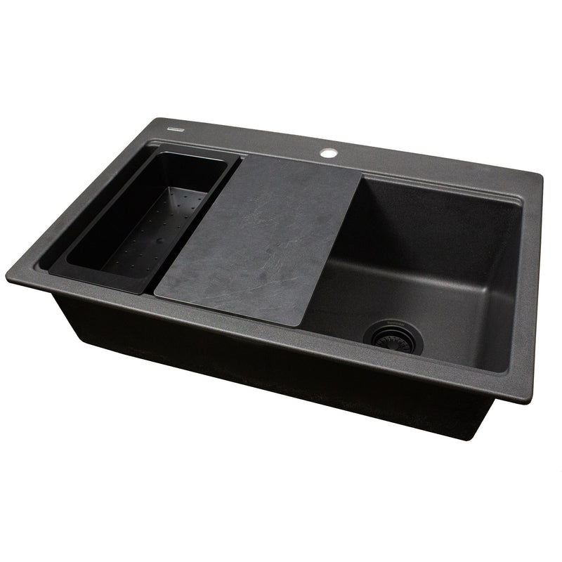 Nantucket Sinks 33" Dualmount Workstation Granite Composite Sink - Black PR3322PS-BL - view 3