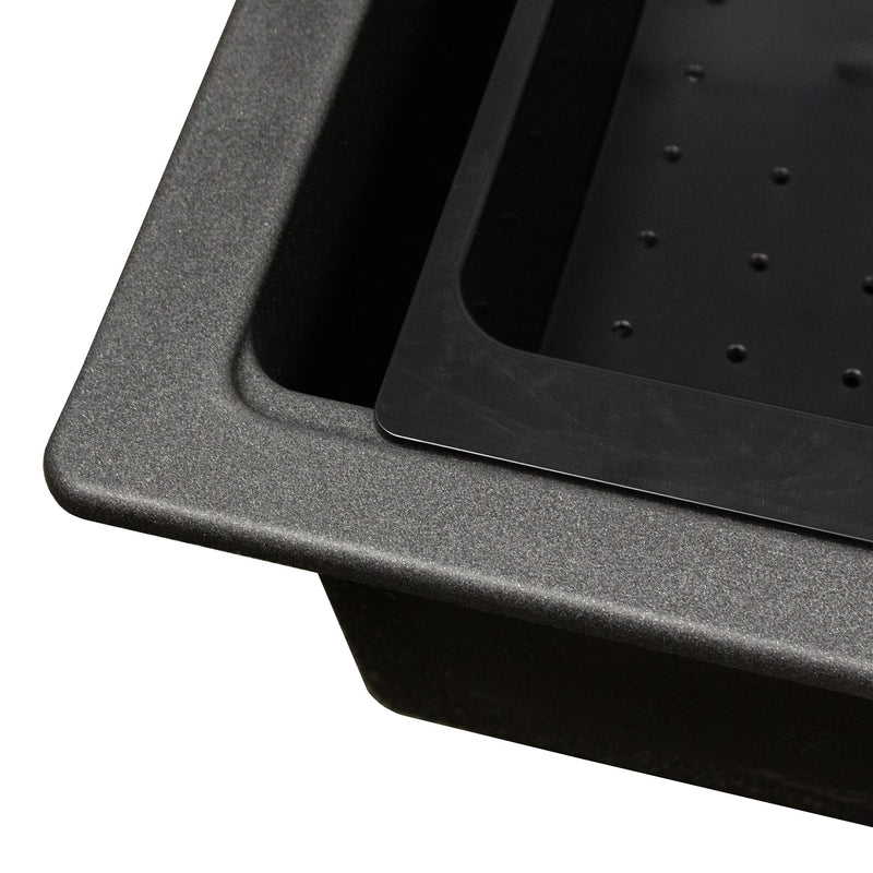 Nantucket Sinks 33" Dualmount Workstation Granite Composite Sink - Black PR3322PS-BL - view 6