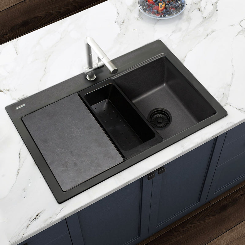 Nantucket Sinks 33" Dualmount Workstation Granite Composite Sink - Black PR3322PS-BL - view 7