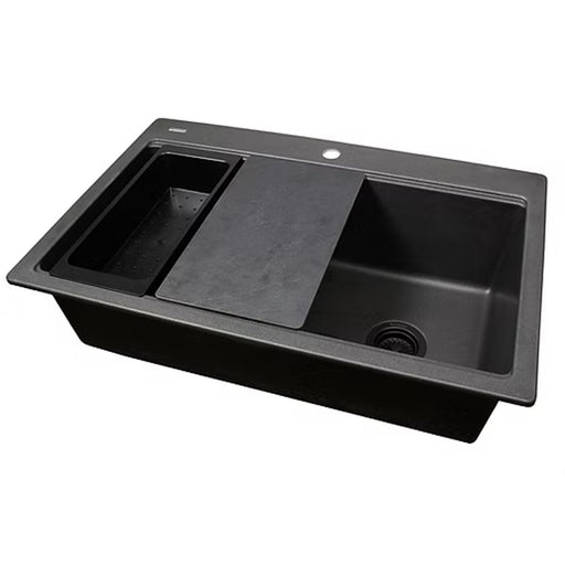 Nantucket Sinks 33" Dualmount Workstation Granite Composite Sink - Black PR3322PS-BL