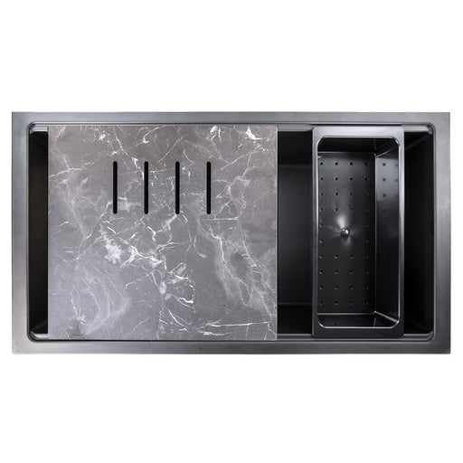 Nantucket Sinks Undermount Workstation Granite Composite Sink - Black PR3419-NBL-UM