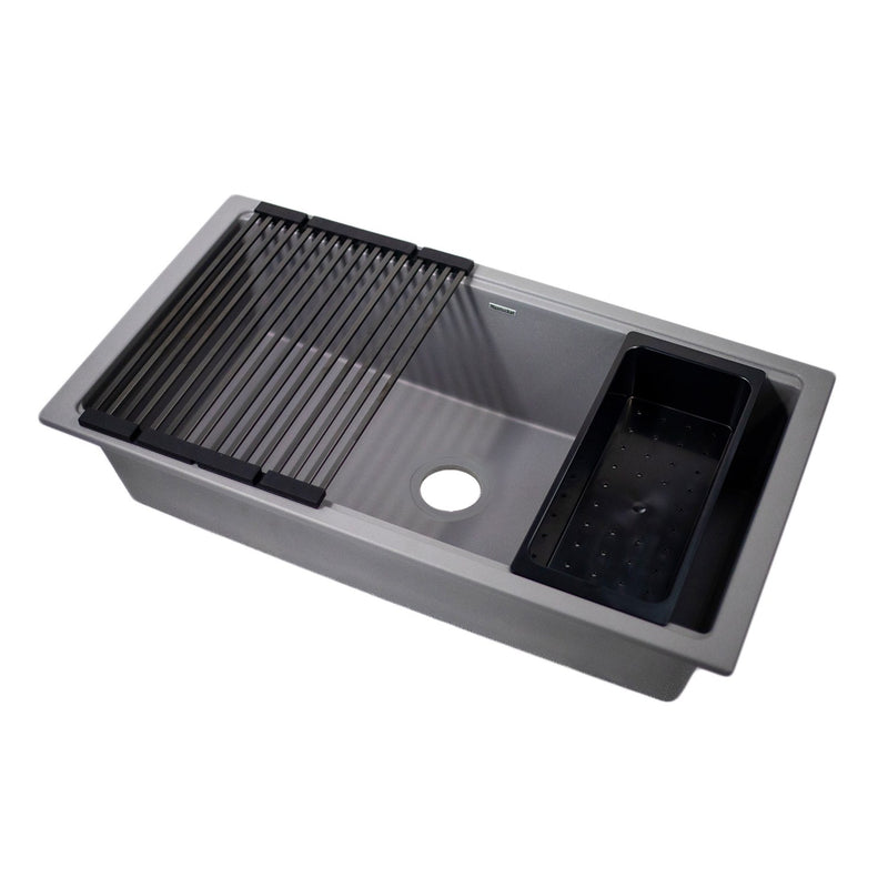 Nantucket Sinks Undermount Workstation Granite Composite Sink - Titanium PR3419-TI-UM