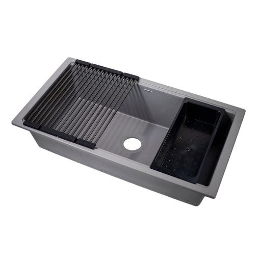 Nantucket Sinks Undermount Workstation Granite Composite Sink - Titanium PR3419-TI-UM