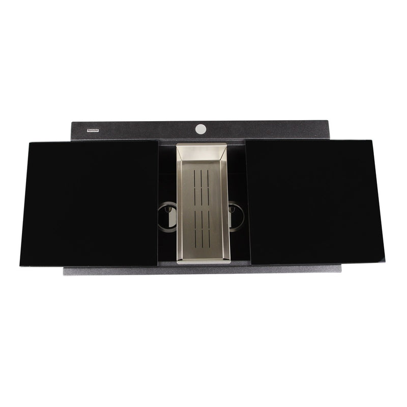 Nantucket Sinks Large Double Bowl Prep Station Topmount Granite Composite Sink - Black PR3420PS-BL - view 4