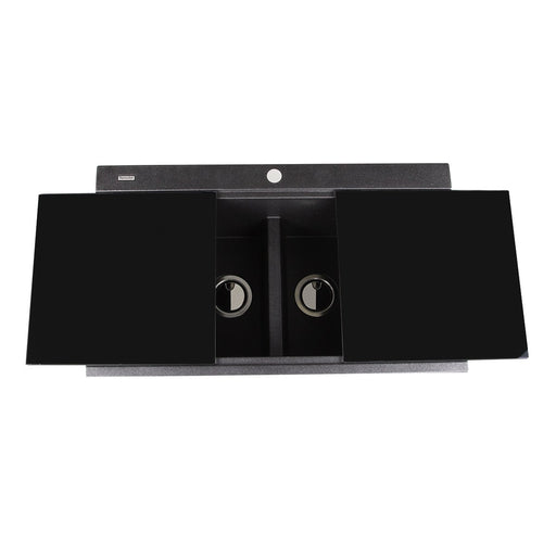 Nantucket Sinks Large Double Bowl Prep Station Topmount Granite Composite Sink - Black PR3420PS-BL