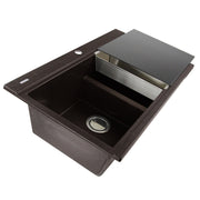 Nantucket Sinks Large Double Bowl Prep Station Topmount Granite Composite Sink - Brown PR3420PS-BR - view 4