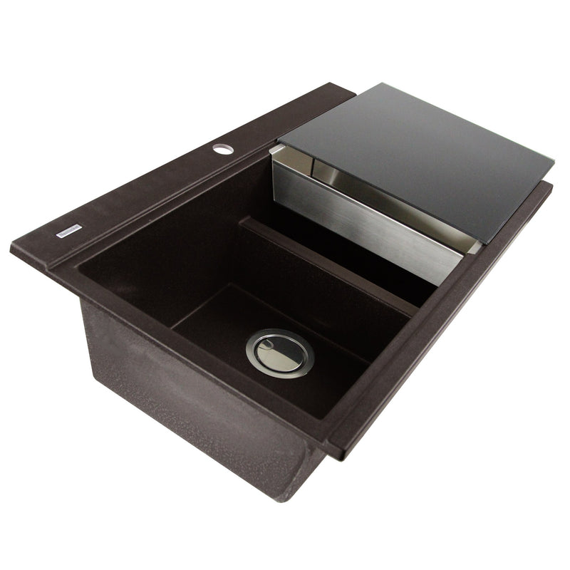 Nantucket Sinks Large Double Bowl Prep Station Topmount Granite Composite Sink - Brown PR3420PS-BR - view 4