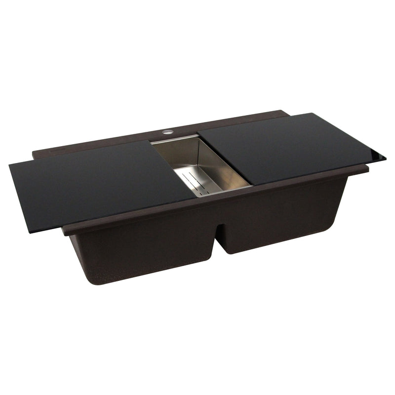 Nantucket Sinks Large Double Bowl Prep Station Topmount Granite Composite Sink - Brown PR3420PS-BR - view 5