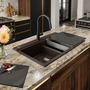 Nantucket Sinks Large Double Bowl Prep Station Topmount Granite Composite Sink - Brown PR3420PS-BR - view 7