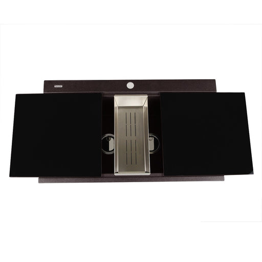 Nantucket Sinks Large Double Bowl Prep Station Topmount Granite Composite Sink - Brown PR3420PS-BR