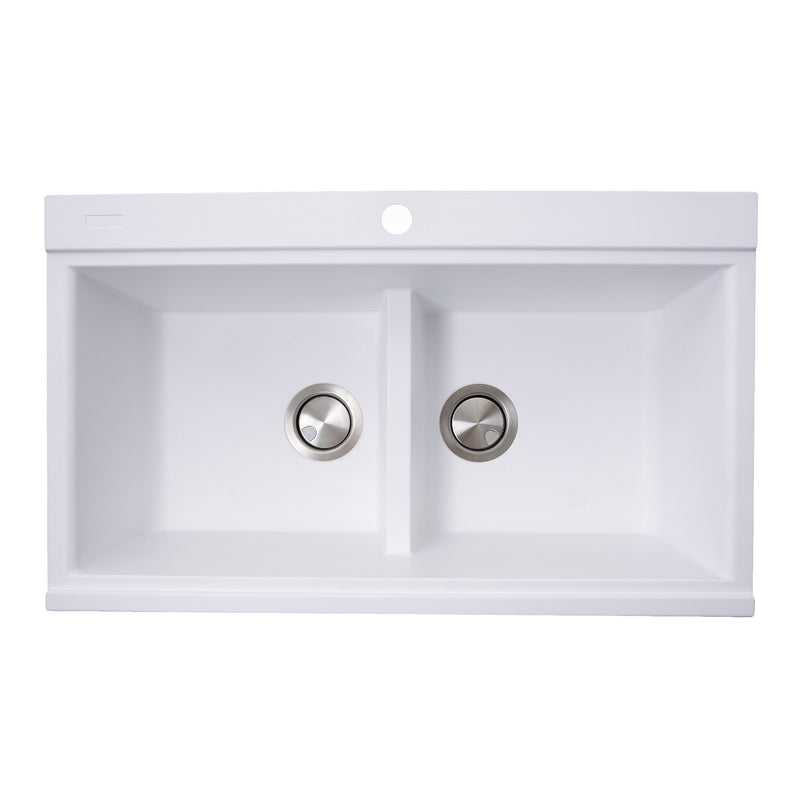 Nantucket Sinks Large Double Bowl Prep Station Topmount Granite Composite Sink - White PR3420PS-W - view 3