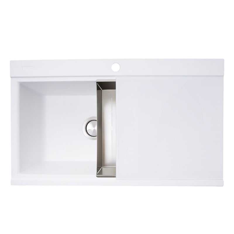 Nantucket Sinks Large Double Bowl Prep Station Topmount Granite Composite Sink - White PR3420PS-W - view 4