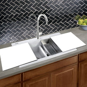 Nantucket Sinks Large Double Bowl Prep Station Topmount Granite Composite Sink - White PR3420PS-W - view 6
