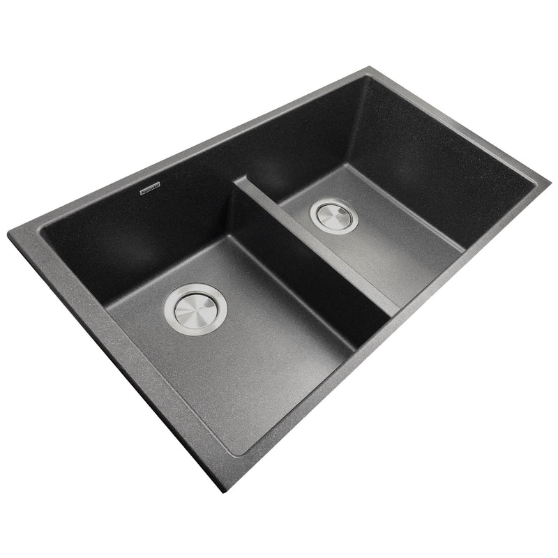 Nantucket Sinks Low Divide 50/50 Double Bowl Undermount Granite Composite Sink - Black PR5050-LDBL - view 2