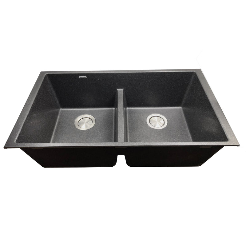 Nantucket Sinks Low Divide 50/50 Double Bowl Undermount Granite Composite Sink - Black PR5050-LDBL - view 3