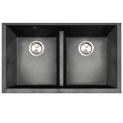 Nantucket Sinks Low Divide 50/50 Double Bowl Undermount Granite Composite Sink - Black PR5050-LDBL