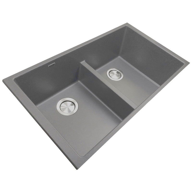 Nantucket Sinks Low Divide 50/50 Double Bowl Undermount Granite Composite Sink - Titanium Grey PR5050-LDTI - view 2