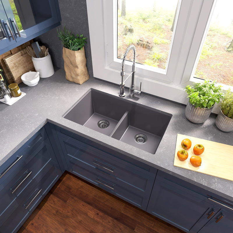 Nantucket Sinks Low Divide 50/50 Double Bowl Undermount Granite Composite Sink - Titanium Grey PR5050-LDTI - view 6