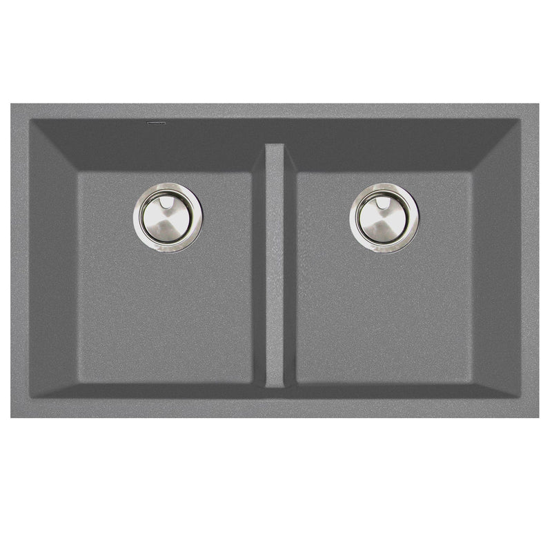 Nantucket Sinks Low Divide 50/50 Double Bowl Undermount Granite Composite Sink - Titanium Grey PR5050-LDTI