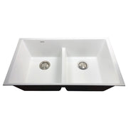 Nantucket Sinks Low Divide 50/50 Double Bowl Undermount Granite Composite Sink - White PR5050-LDW - view 2