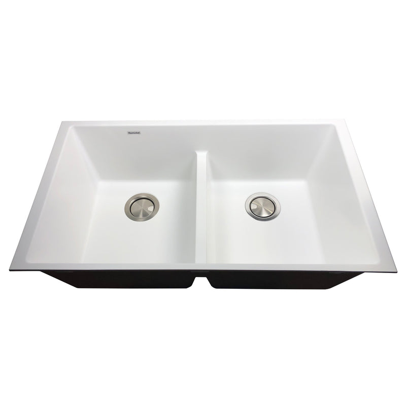 Nantucket Sinks Low Divide 50/50 Double Bowl Undermount Granite Composite Sink - White PR5050-LDW - view 2