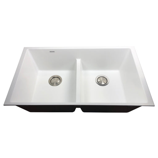 Nantucket Sinks Low Divide 50/50 Double Bowl Undermount Granite Composite Sink - White PR5050-LDW - view 2