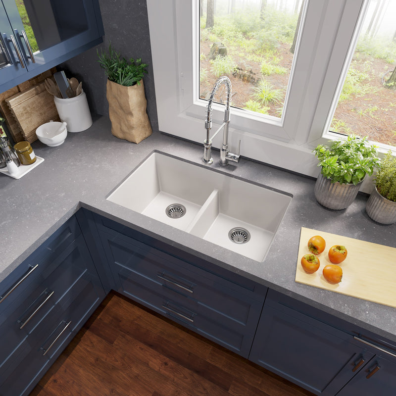Nantucket Sinks Low Divide 50/50 Double Bowl Undermount Granite Composite Sink - White PR5050-LDW - view 3