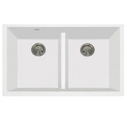 Nantucket Sinks Low Divide 50/50 Double Bowl Undermount Granite Composite Sink - White PR5050-LDW