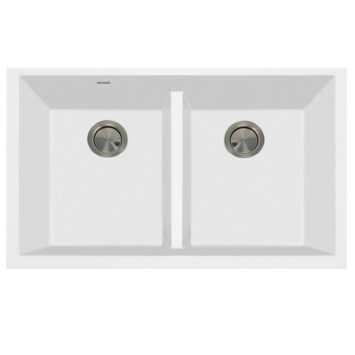 Nantucket Sinks Low Divide 50/50 Double Bowl Undermount Granite Composite Sink - White PR5050-LDW