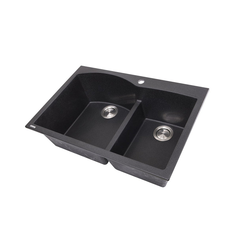 Nantucket Sinks 60/40 Double Bowl Dual-mount Granite Composite Sink - Black PR6040-BL - view 2