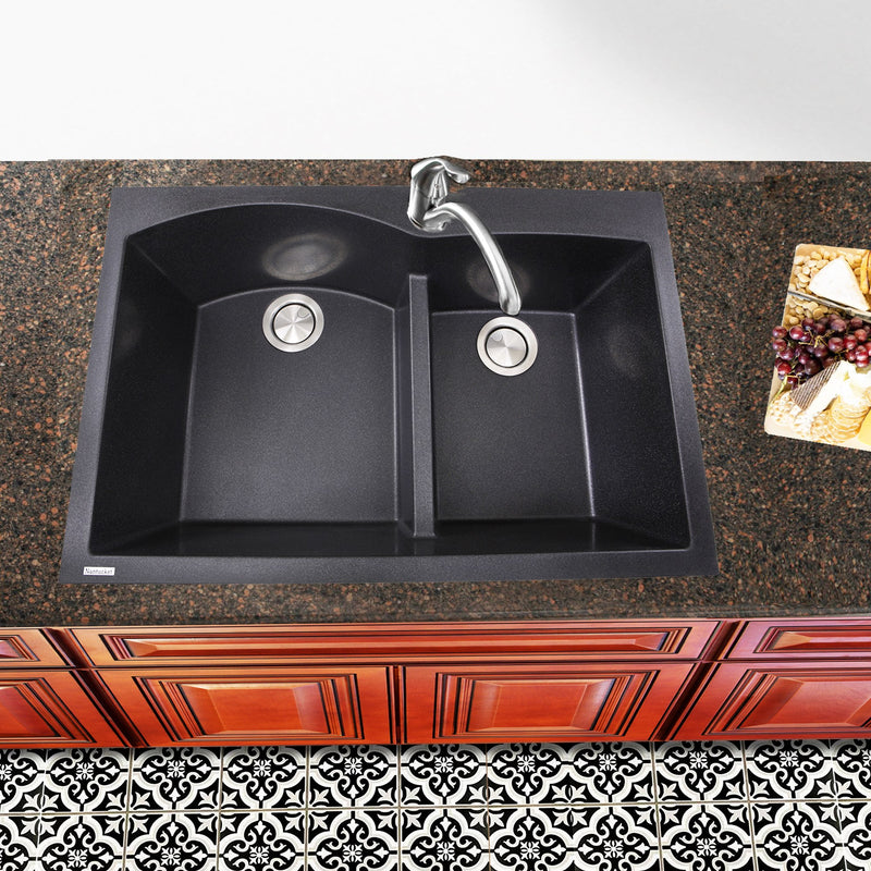 Nantucket Sinks 60/40 Double Bowl Dual-mount Granite Composite Sink - Black PR6040-BL - view 6