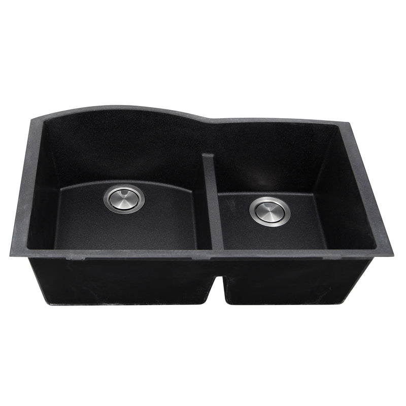 Nantucket Sinks 60/40 Double Bowl Undermount Granite Composite Sink - Black PR6040-BL-UM - view 2