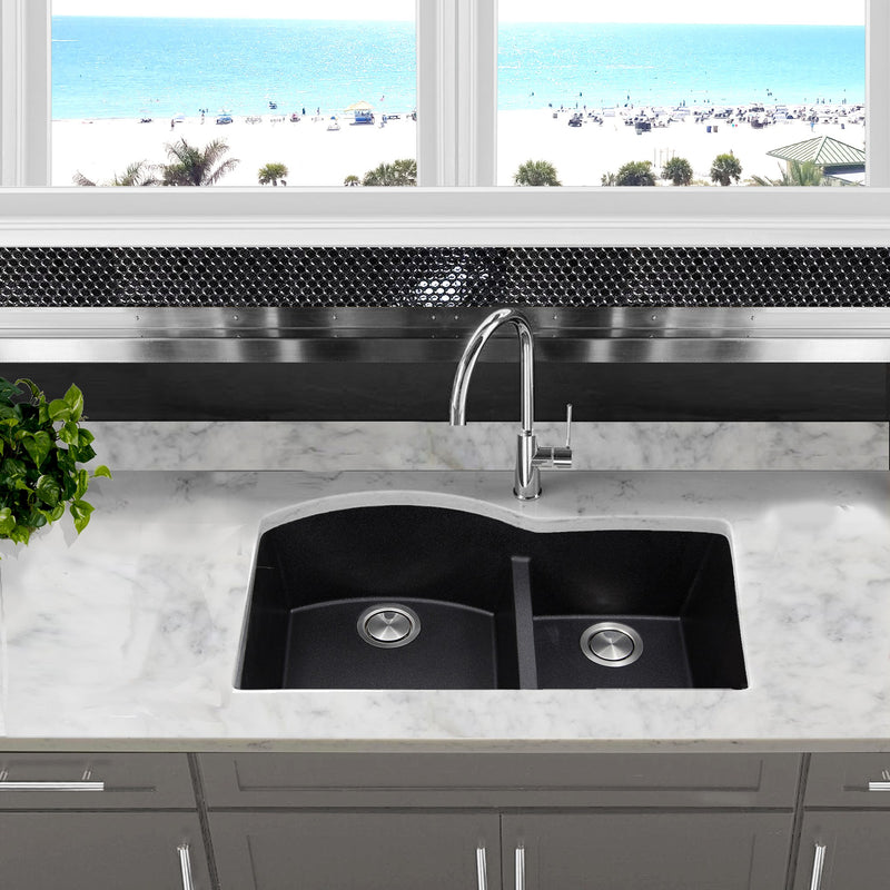 Nantucket Sinks 60/40 Double Bowl Undermount Granite Composite Sink - Black PR6040-BL-UM - view 6