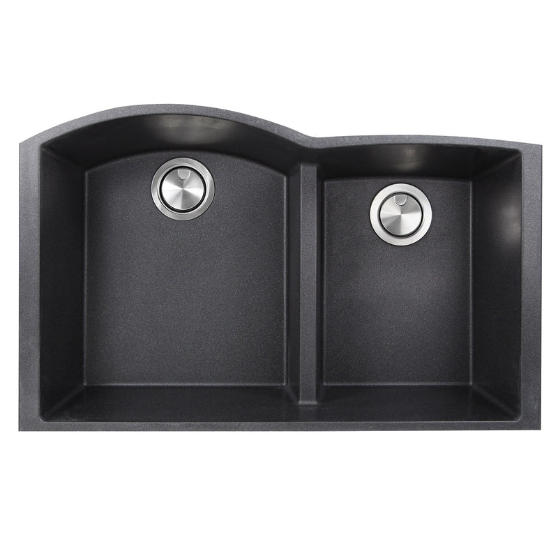 Nantucket Sinks 60/40 Double Bowl Undermount Granite Composite Sink - Black PR6040-BL-UM