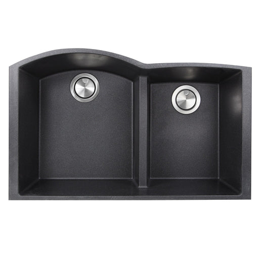 Nantucket Sinks 60/40 Double Bowl Undermount Granite Composite Sink - Black PR6040-BL-UM