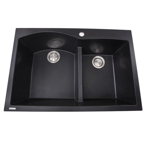 Nantucket Sinks 60/40 Double Bowl Dual-mount Granite Composite Sink - Black PR6040-BL