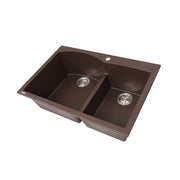 Nantucket Sinks 60/40 Double Bowl Dual-mount Granite Composite Sink - Brown PR6040-BR - view 2
