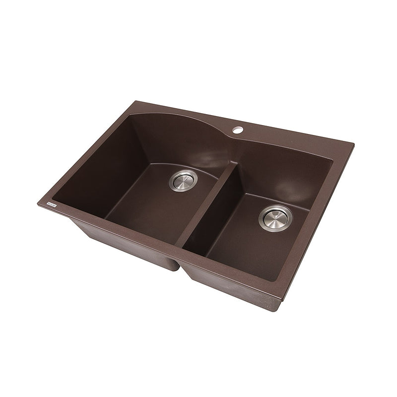 Nantucket Sinks 60/40 Double Bowl Dual-mount Granite Composite Sink - Brown PR6040-BR - view 2
