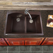 Nantucket Sinks 60/40 Double Bowl Dual-mount Granite Composite Sink - Brown PR6040-BR - view 6