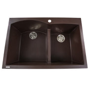 Nantucket Sinks 60/40 Double Bowl Dual-mount Granite Composite Sink - Brown PR6040-BR